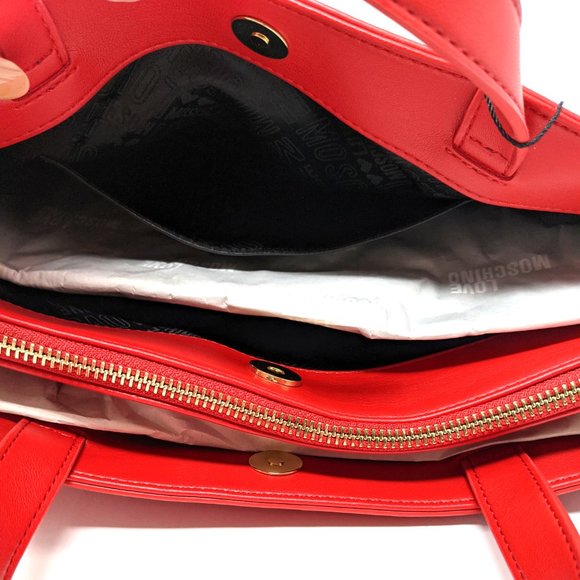 New Love Moschino Borsa Pu Rosso Red Satchel Bag - Picture 9 of 16